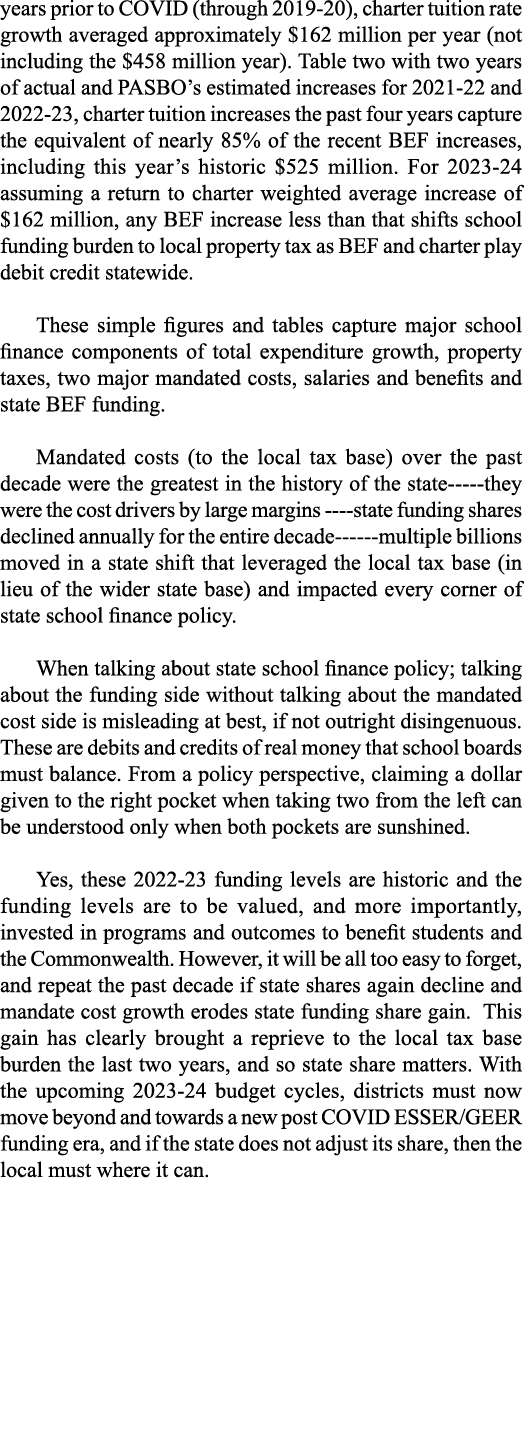years prior to COVID (through 2019-20), charter tuition rate growth averaged approximately  162 million per year (not   
