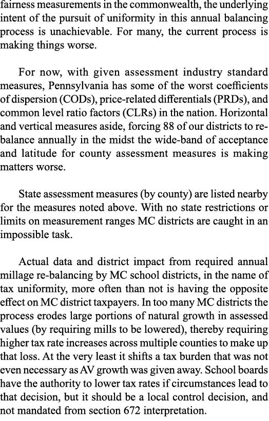 fairness measurements in the commonwealth, the underlying intent of the pursuit of uniformity in this annual balancin   