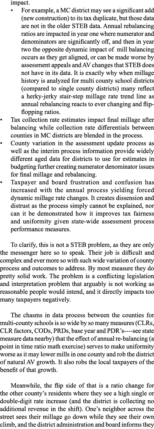 impact     For example, a MC district may see a significant add (new construction) to its tax duplicate, but those da   
