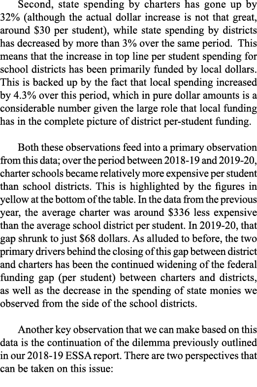Second, state spending by charters has gone up by 32% (although the actual dollar increase is not that great, around    