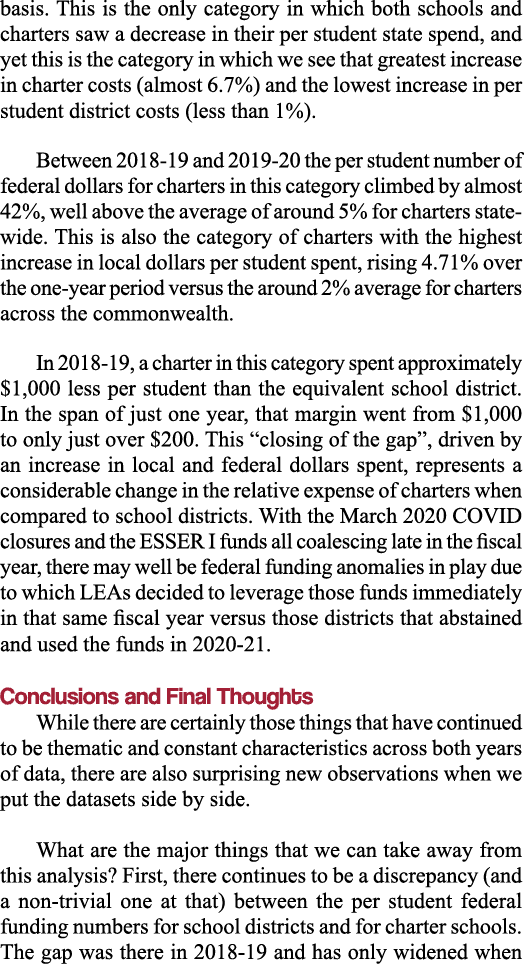 basis  This is the only category in which both schools and charters saw a decrease in their per student state spend,    
