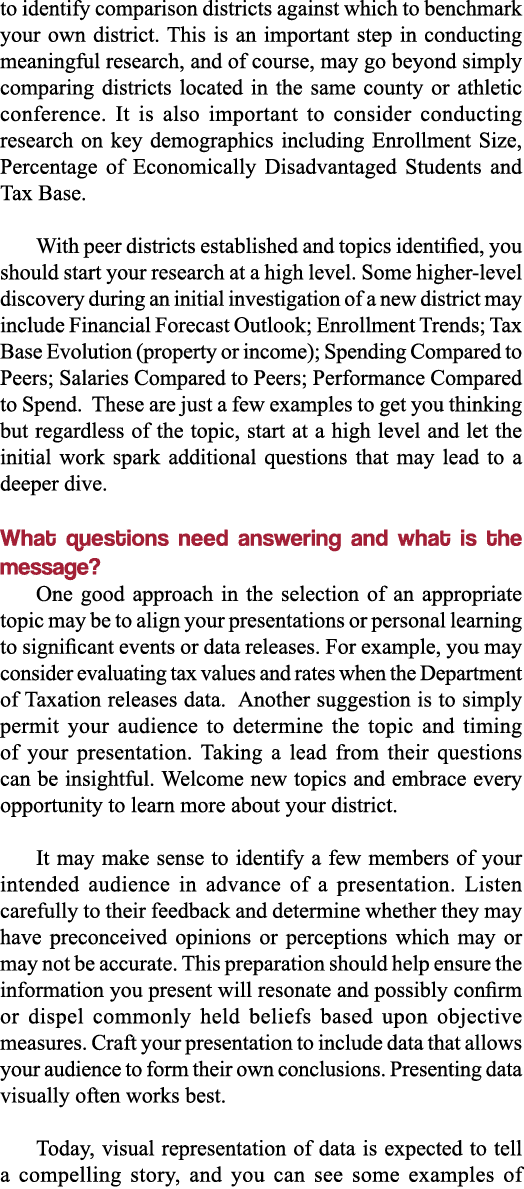 to identify comparison districts against which to benchmark your own district  This is an important step in conductin   