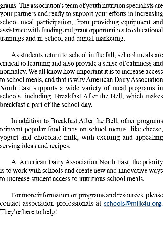 grains  The association's team of youth nutrition specialists are your partners and ready to support your efforts in    