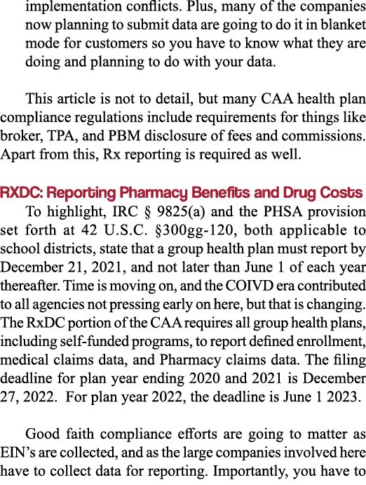 implementation conflicts  Plus, many of the companies now planning to submit data are going to do it in blanket mode    