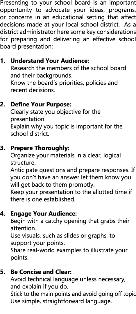 Presenting to your school board is an important opportunity to advocate your ideas, programs, or concerns in an educa...