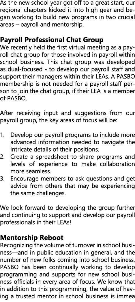 As the new school year got off to a great start, our regional chapters kicked it into high gear and began working to ...