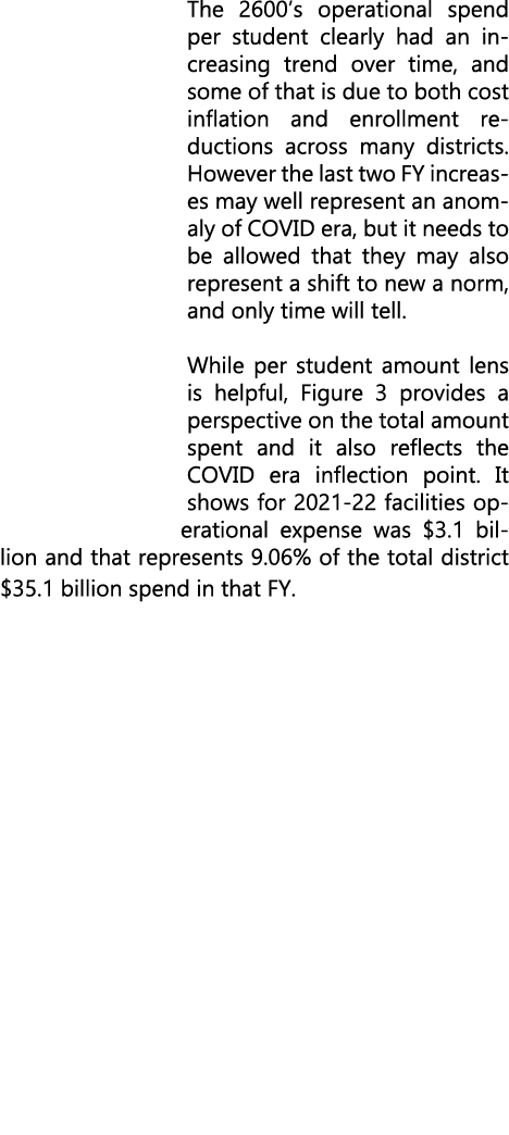 The 2600’s operational spend per student clearly had an increasing trend over time, and some of that is due to both c...