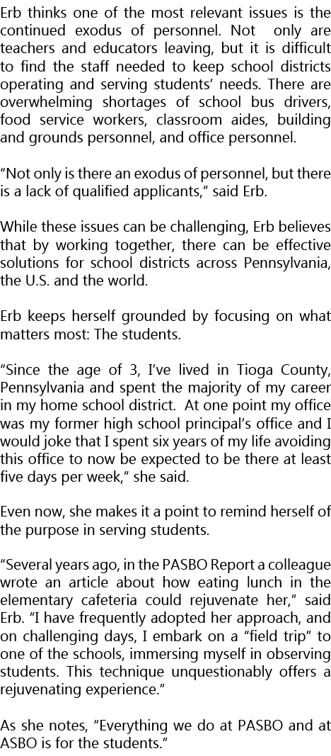 Erb thinks one of the most relevant issues is the continued exodus of personnel. Not only are teachers and educators ...