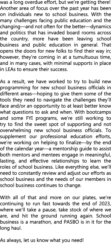 was a long overdue effort, but we’re getting there! Another area of focus over the past year has been on individuals ...