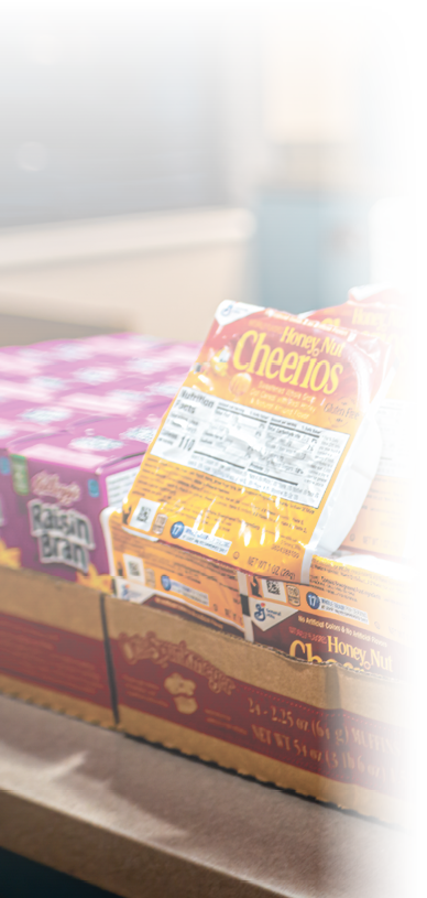 Abingdon, USA - March 20, 2022: Country Inn and Suites by Radisson hotel buffet continental breakfast with cereal boxes for Froot Loops and Cheerios