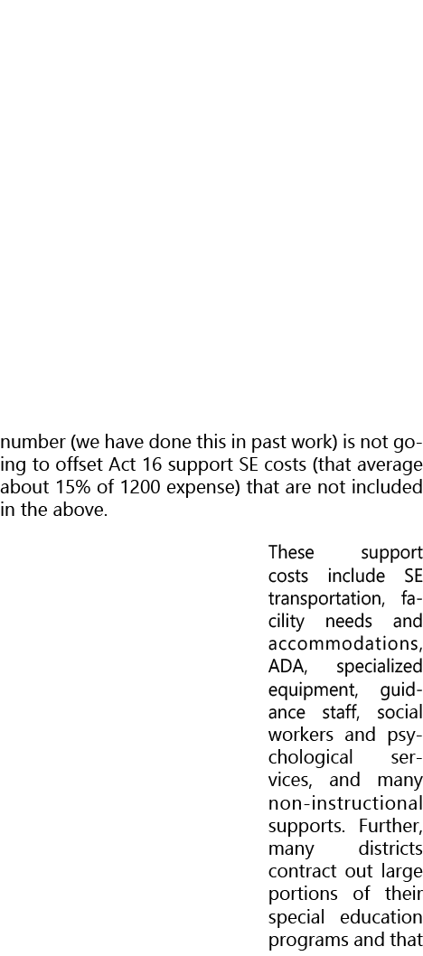 number (we have done this in past work) is not going to offset Act 16 support SE costs (that average about 15% of 120...