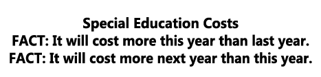  Special Education Costs FACT: It will cost more this year than last year. FACT: It will cost more next year than thi...