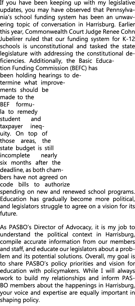 If you have been keeping up with my legislative updates, you may have observed that Pennsylvania’s school funding sys...