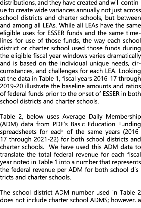 distributions, and they have created and will continue to create wide variances annually not just across school distr...