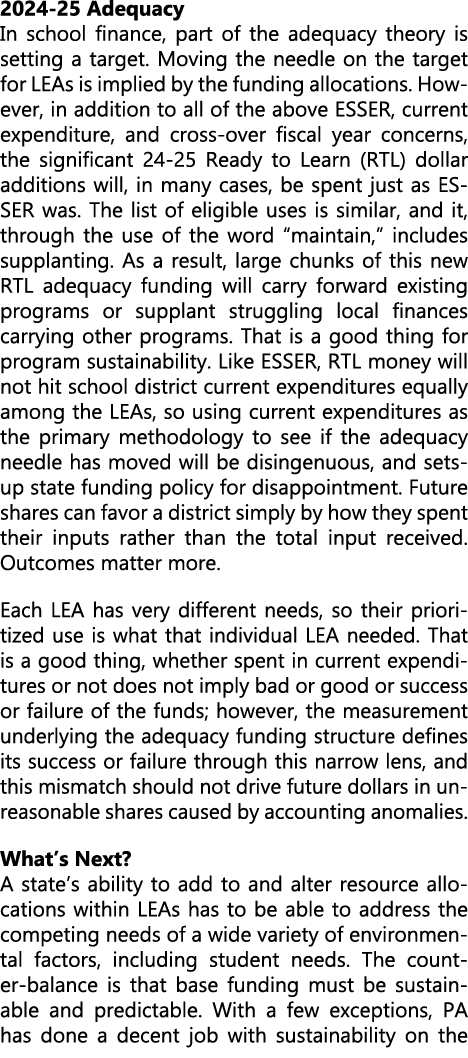 2024 25 Adequacy In school finance, part of the adequacy theory is setting a target. Moving the needle on the target ...