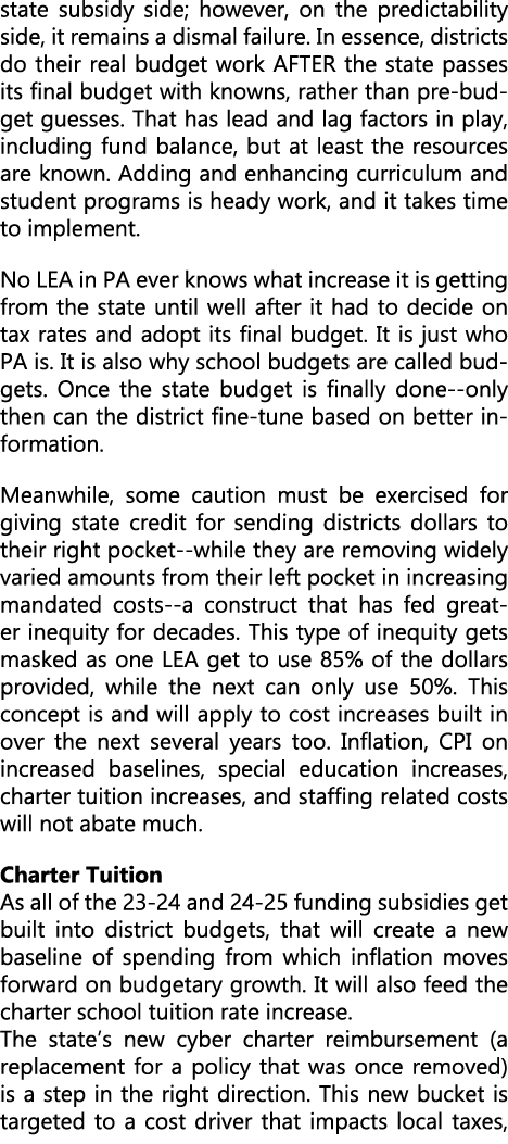 state subsidy side; however, on the predictability side, it remains a dismal failure. In essence, districts do their ...