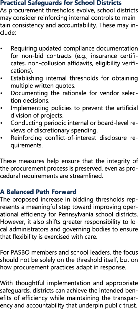 Practical Safeguards for School Districts As procurement thresholds evolve, school districts may consider reinforcing...