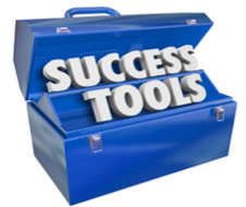 Success Tools words in a blue metal toolbox to illustrate learning new skills to achieve your goals in your job, career or life