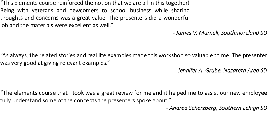  This Elements course reinforced the notion that we are all in this together  Being with veterans and newcomers to sc   